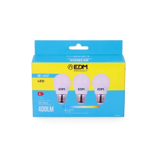 Edm 3 Led Bulbs Kit E27 5W 400lm Cool Light - 6400K - Ref. 98203 product image