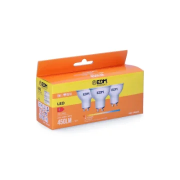 Set of 3 Led GU10 Bulbs 5W 450lm 3200K Warm Light Edm - Ref. 98208 product image