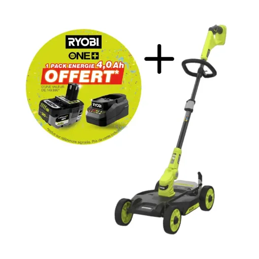 Ryobi 18V One+ 3-In-1 Mower Ry18lmc30a - 30 Cm Cutting Width - 4.0Ah Battery and Charger product image