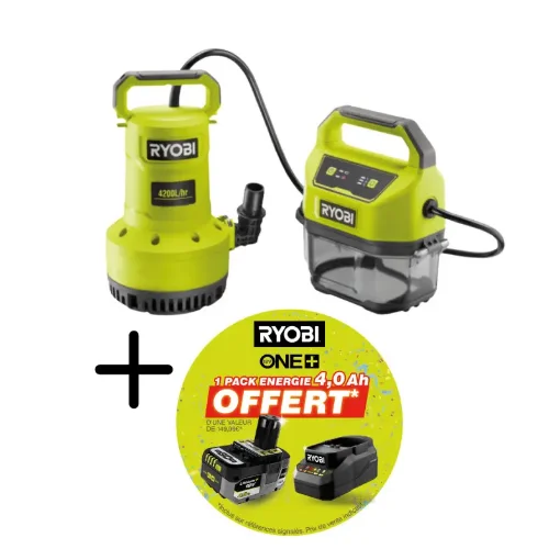 Ryobi 18V One+ RY18SPA Drainage Pump - 4200 L/H - 4.0Ah Battery and Charger product image