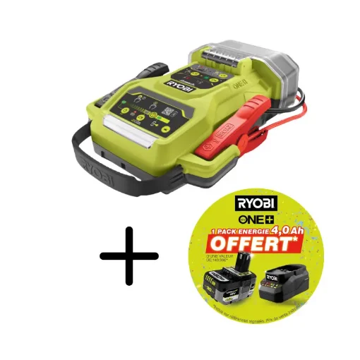 Ryobi One+ 18V Jump Starter RJSC18 - Supplied with Cable - 4.0Ah Battery and Charger product image