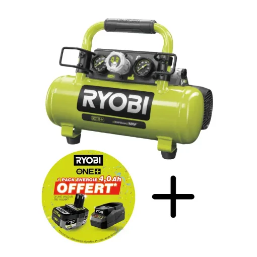 Ryobi 18V One+ R18AC Tank Compressor - 4L - 4.0Ah Battery and Charger product image